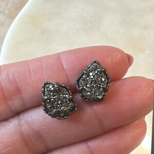 Kendra Scott Signature Tessa Stone Stud Black Drusy Gunmetal